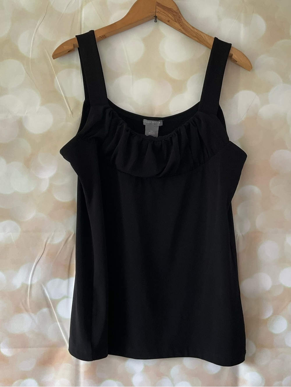 Ann Taylor Black Ruffled Tank Top